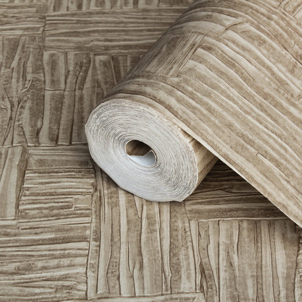 Luxury Beige Fabric Wallpaper, Farmhouse Non-Woven Wall Covering, 41.7"W x 614"H, Washable Removable for Living Room Bedroom 