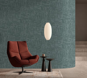 Luxury Blue Fabric Wallpaper, Farmhouse Non-Woven Wall Covering, 41.7"W x 614"H, Washable Removable for Living Room Bedroom A