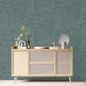 Luxury Blue Fabric Wallpaper, Farmhouse Non-Woven Wall Covering, 41.7"W x 614"H, Washable Removable for Living Room Bedroom A
