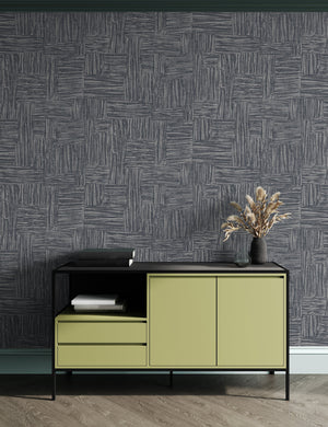 Luxury Blue Fabric Wallpaper, Farmhouse Non-Woven Wall Covering, 41.7"W x 614"H, Washable Removable for Living Room Bedroom A