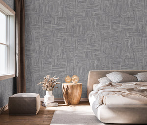 Luxury Blue Fabric Wallpaper, Boho Non-Woven Wall Covering, 41.7"W x 614"H, Washable Removable for Living Room Bedroom Accent