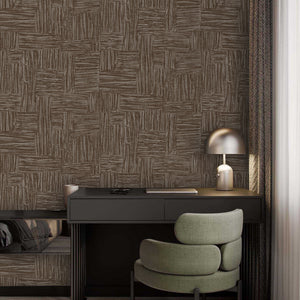 Luxury Brown Fabric Wallpaper, Boho Non-Woven Wall Covering, 41.7"W x 614"H, Washable Removable for Living Room Bedroom Accen