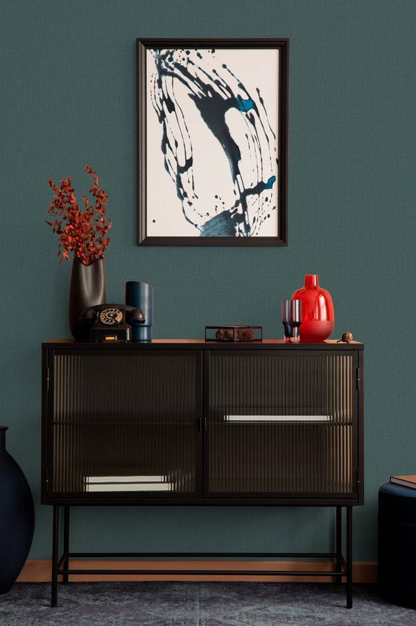 Luxury Blue Fabric Textured Wallpaper, Boho Non-Woven Wall Covering, 41.7"W x 614"H, Washable Removable for Living Room Bedro