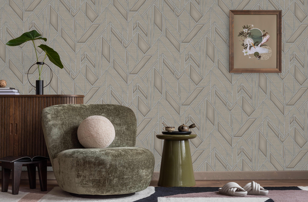 Luxury Blue Fabric Geometric Textured Wallpaper, Boho Non-Woven Wall Covering, 41.7"W x 614"H, Washable Removable for Living 