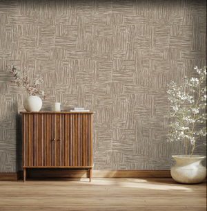 Luxury Beige Fabric Wallpaper, Farmhouse Non-Woven Wall Covering, 41.7"W x 614"H, Washable Removable for Living Room Bedroom 