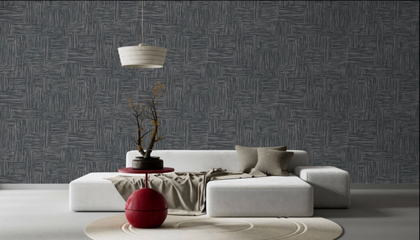 Luxury Blue Fabric Wallpaper, Farmhouse Non-Woven Wall Covering, 41.7"W x 614"H, Washable Removable for Living Room Bedroom A