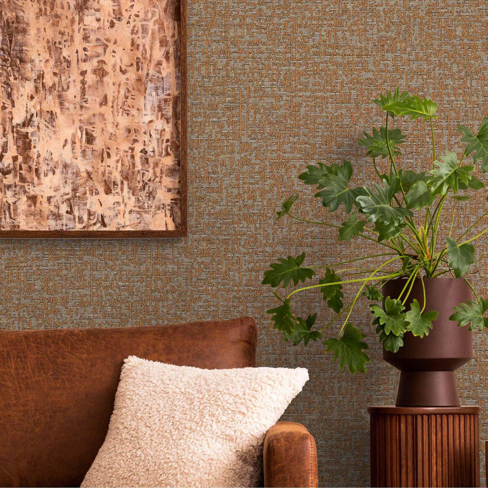 Luxury Copper Abstract Metallic 3D Embossed Wallpaper, Boho Non-Woven Wall Covering, 41.7"W x 398"H, Washable Removable for L