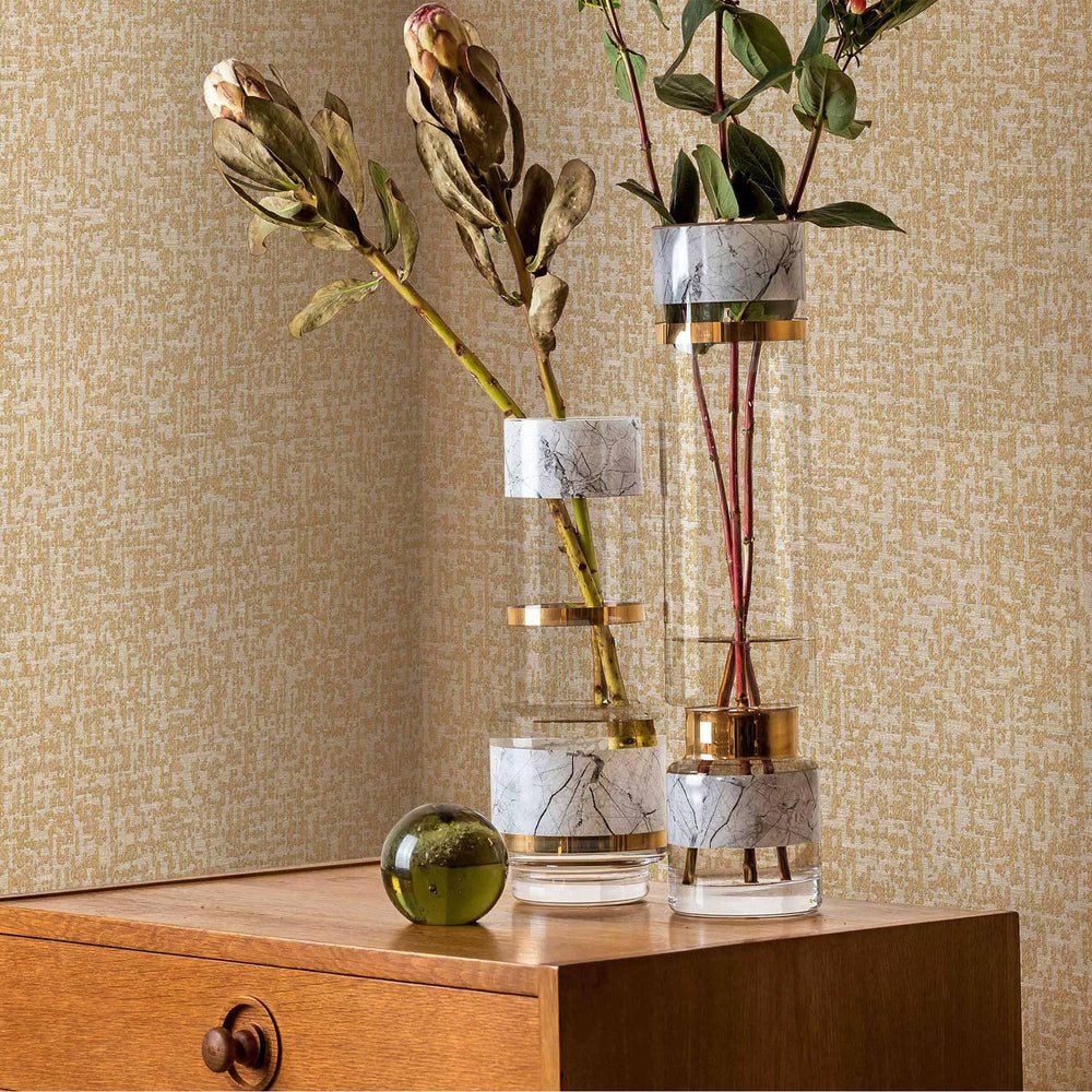 Luxury Beige Abstract Metallic 3D Embossed Wallpaper, Contemporary Non-Woven Wall Covering, 41.7"W x 398"H, Washable Removabl