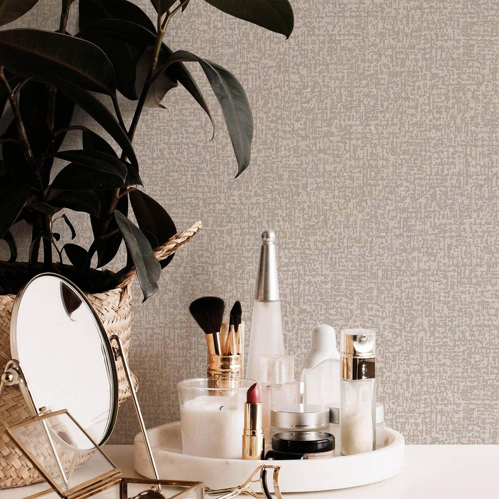 Luxury Ivory Abstract Metallic 3D Embossed Wallpaper, Glam Non-Woven Wall Covering, 41.7"W x 398"H, Washable Removable for Li
