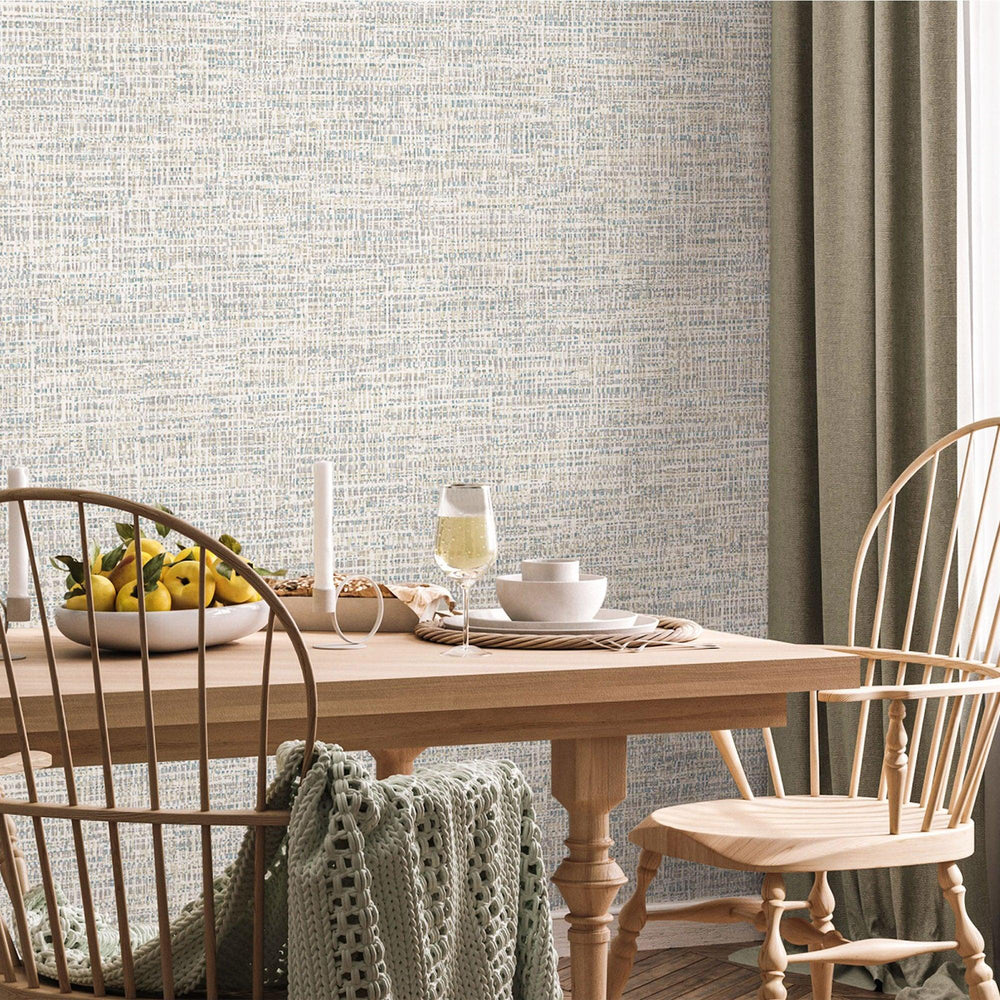 Luxury Beige Abstract Fabric 3D Embossed Wallpaper, Coastal Non-Woven Wall Covering, 41.7"W x 614"H, Washable Removable for L