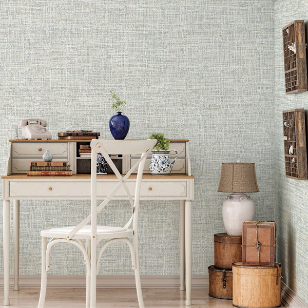 Luxury Blue Abstract Fabric 3D Embossed Wallpaper, Country Non-Woven Wall Covering, 41.7"W x 614"H, Washable Removable for Li