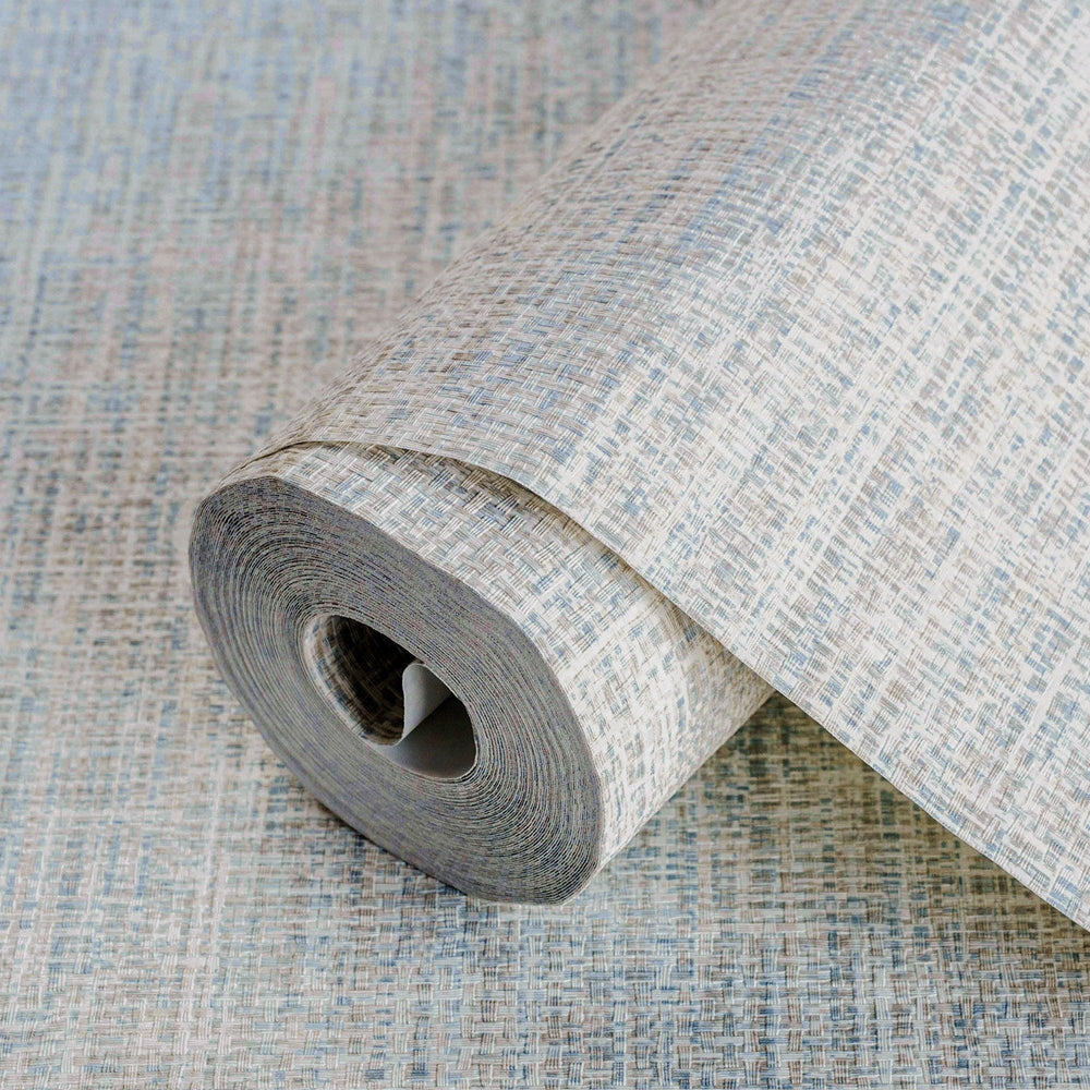 Luxury Blue Abstract Fabric 3D Embossed Wallpaper, Country Non-Woven Wall Covering, 41.7"W x 614"H, Washable Removable for Li
