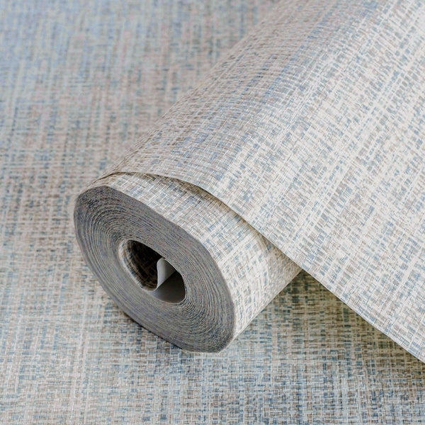 Luxury Blue Abstract Fabric 3D Embossed Wallpaper, Country Non-Woven Wall Covering, 41.7"W x 614"H, Washable Removable for Li