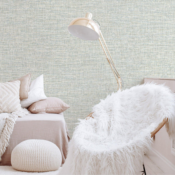 Luxury Blue Abstract Fabric 3D Embossed Wallpaper, Country Non-Woven Wall Covering, 41.7"W x 614"H, Washable Removable for Li