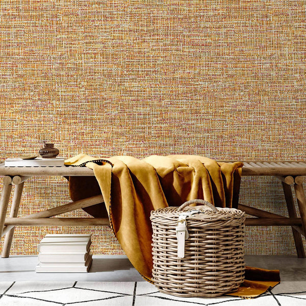 Luxury Orange Abstract Fabric 3D Embossed Wallpaper, Premium Non-Woven Wall Covering, 41.7"W x 614"H, Washable Removable for 
