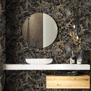 Luxury Black Marble Textured Wallpaper, Glam Non-Woven Wall Covering, 41.7"W x 614"H, Washable Removable for Living Room Bedr