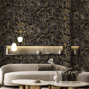 Luxury Black Marble Textured Wallpaper, Glam Non-Woven Wall Covering, 41.7"W x 614"H, Washable Removable for Living Room Bedr