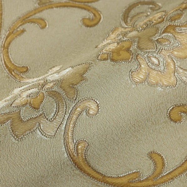 Luxury Gold Damask Textured 3D Embossed Wallpaper, Boho Non-Woven Wall Covering, 41.7"W x 398"H, Washable Removable for Livin