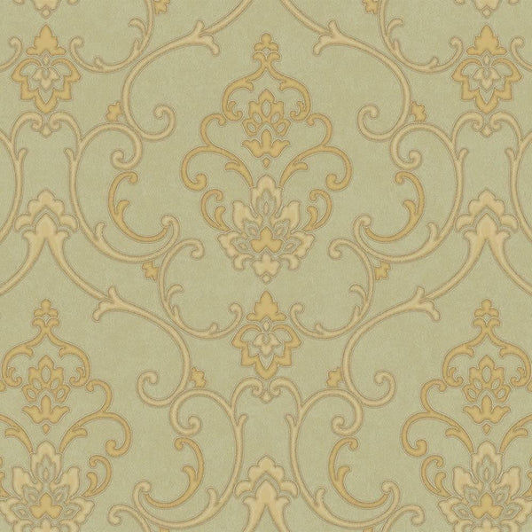 Luxury Gold Damask Textured 3D Embossed Wallpaper, Boho Non-Woven Wall Covering, 41.7"W x 398"H, Washable Removable for Livin