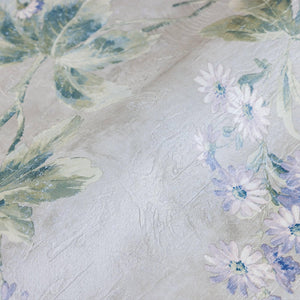 Luxury Blue Floral Textured Wallpaper, Farmhouse Non-Woven Wall Covering, 41.7"W x 398"H, Washable Removable for Living Room 