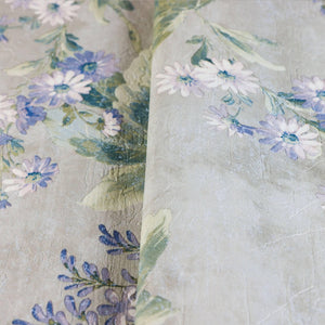 Luxury Blue Floral Textured Wallpaper, Farmhouse Non-Woven Wall Covering, 41.7"W x 398"H, Washable Removable for Living Room 
