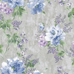 Luxury Blue Floral Textured Wallpaper, Farmhouse Non-Woven Wall Covering, 41.7"W x 398"H, Washable Removable for Living Room 