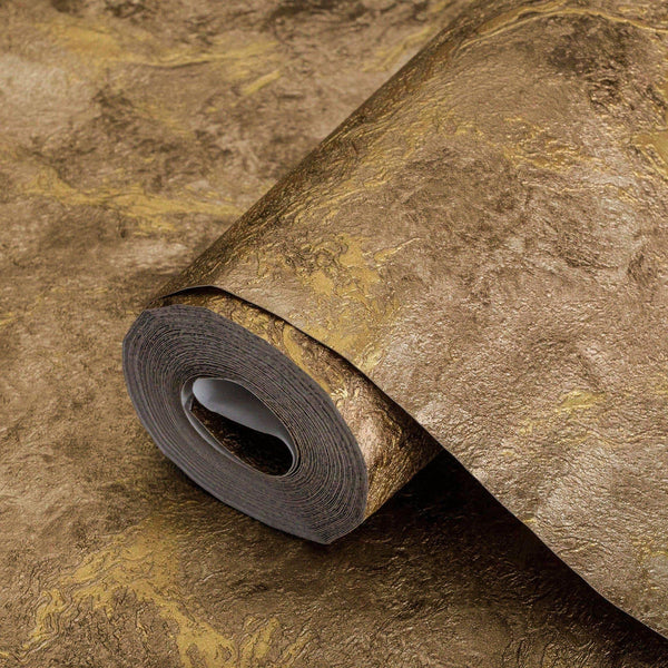 Luxury Brown Metallic Abstract Textured Wallpaper, Contemporary Non-Woven Wall Covering, 41.7"W x 398"H, Washable Removable f