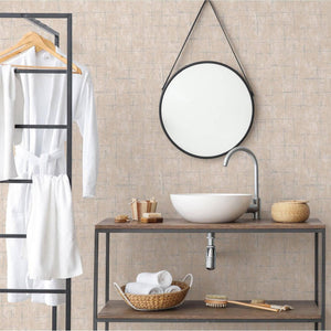 Luxury Beige Abstract Geometric 3D Embossed Wallpaper, Contemporary Non-Woven Wall Covering, 41.7"W x 398"H, Washable Removab