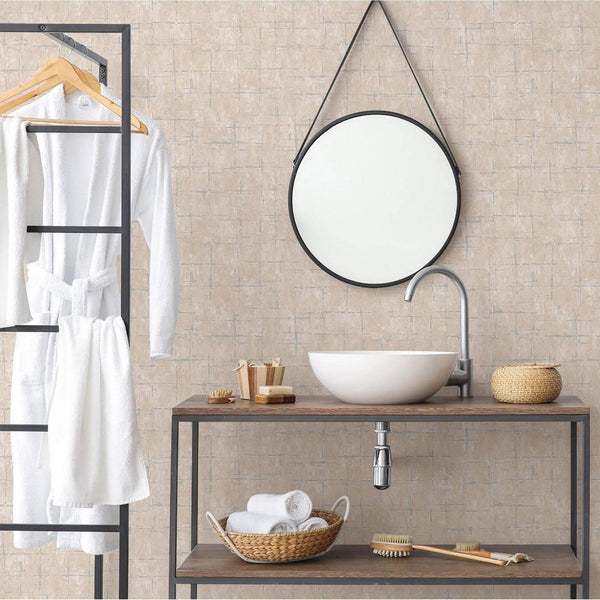 Luxury Beige Abstract Geometric 3D Embossed Wallpaper, Contemporary Non-Woven Wall Covering, 41.7"W x 398"H, Washable Removab