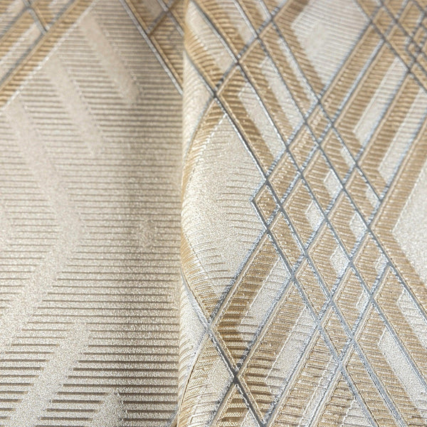 Luxury Beige Argyle Geometric 3D Embossed Wallpaper, Country Non-Woven Wall Covering, 41.7"W x 398"H, Washable Removable for 