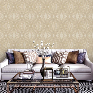 Luxury Beige Argyle Geometric 3D Embossed Wallpaper, Country Non-Woven Wall Covering, 41.7"W x 398"H, Washable Removable for 