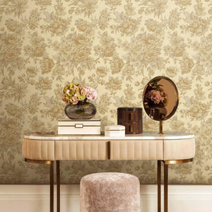 Luxury Beige Floral Embossed 3D Embossed Wallpaper, Premium Non-Woven Wall Covering, 41.7"W x 614"H, Washable Removable for L