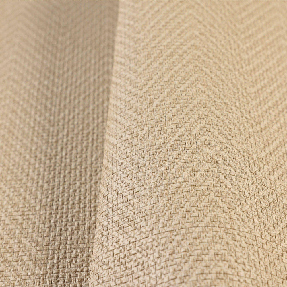 Luxury Beige Chevron Fabric Textured Wallpaper, Modern Non-Woven Wall Covering, 41.7"W x 614"H, Washable Removable for Living