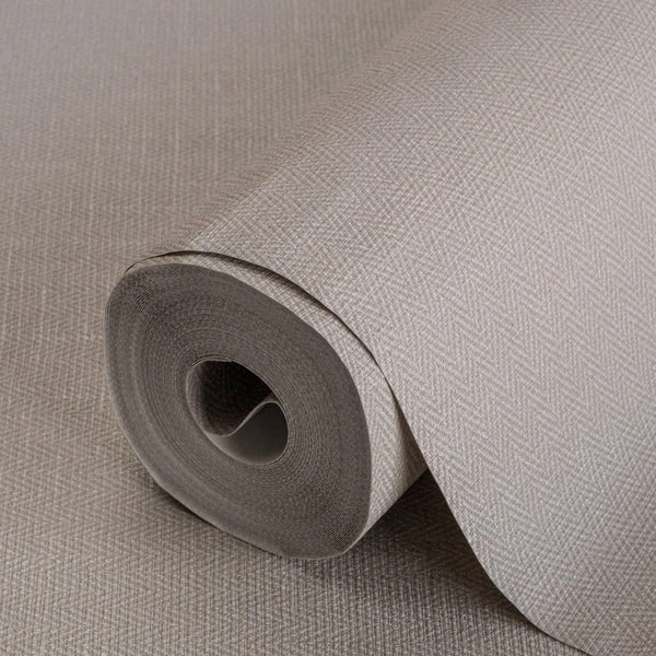 Luxury Beige Chevron Fabric Textured Wallpaper, Coastal Non-Woven Wall Covering, 41.7"W x 614"H, Washable Removable for Livin