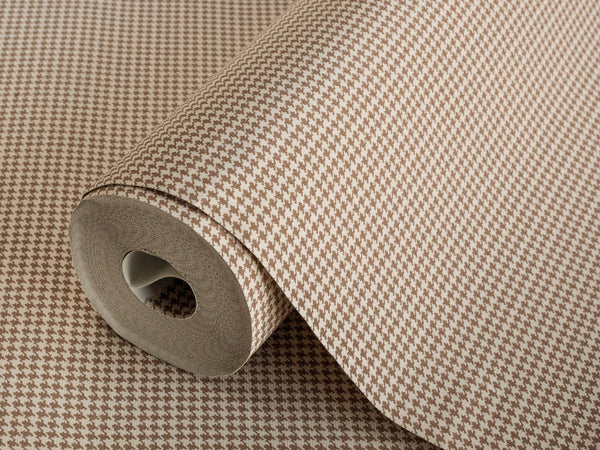 Luxury Beige Houndstooth Textured Wallpaper, Farmhouse Non-Woven Wall Covering, 41.7"W x 614"H, Washable Removable for Living