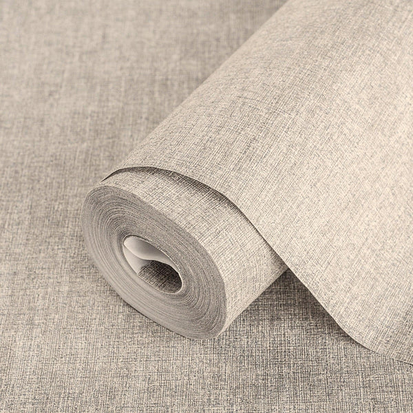 Luxury Beige Fabric Textured Wallpaper, Modern Non-Woven Wall Covering, 41.7"W x 614"H, Washable Removable for Living Room Be