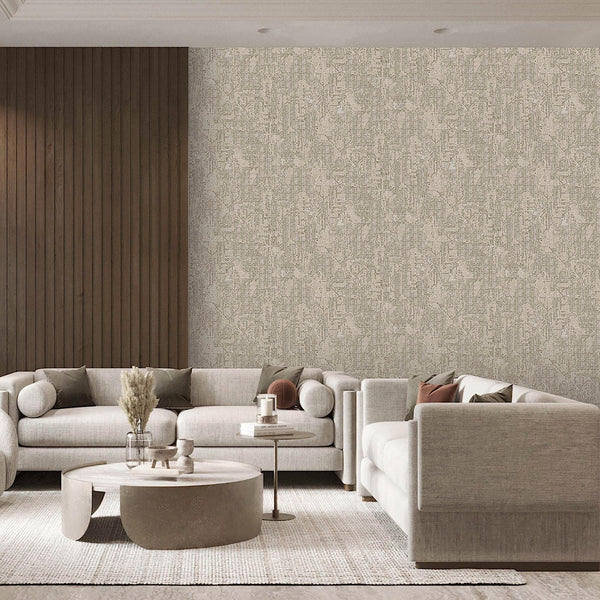Luxury Beige Distressed Embossed 3D Embossed Wallpaper, Contemporary Non-Woven Wall Covering, 41.7"W x 614"H, Washable Remova