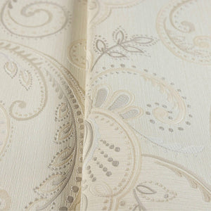 Luxury Beige Damask Textured 3D Embossed Wallpaper, Elegant Non-Woven Wall Covering, 41.7"W x 614"H, Washable Removable for L