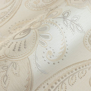 Luxury Beige Damask Textured 3D Embossed Wallpaper, Elegant Non-Woven Wall Covering, 41.7"W x 614"H, Washable Removable for L