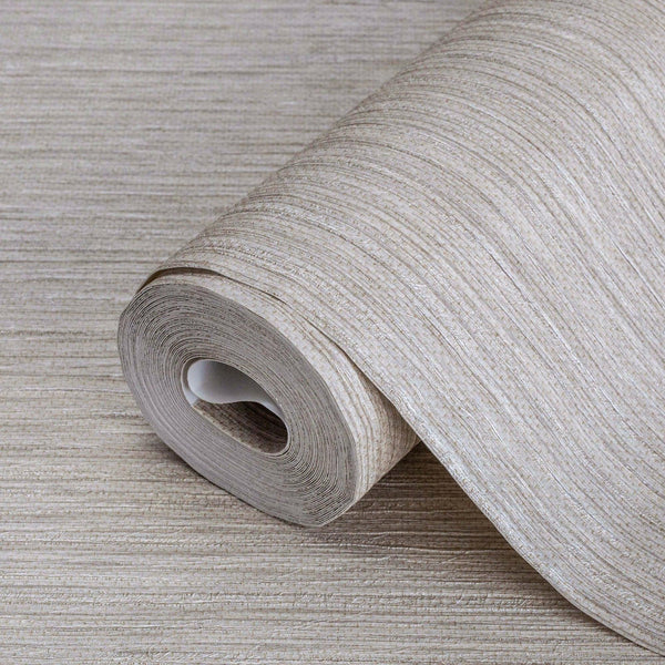 Luxury Beige Striped Stripe Textured Wallpaper, Elegant Non-Woven Wall Covering, 41.7"W x 614"H, Washable Removable for Livin