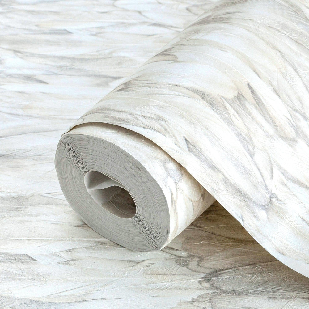 Luxury Beige Bird Birds 3D Embossed Wallpaper, Premium Non-Woven Wall Covering, 41.7"W x 614"H, Washable Removable for Living