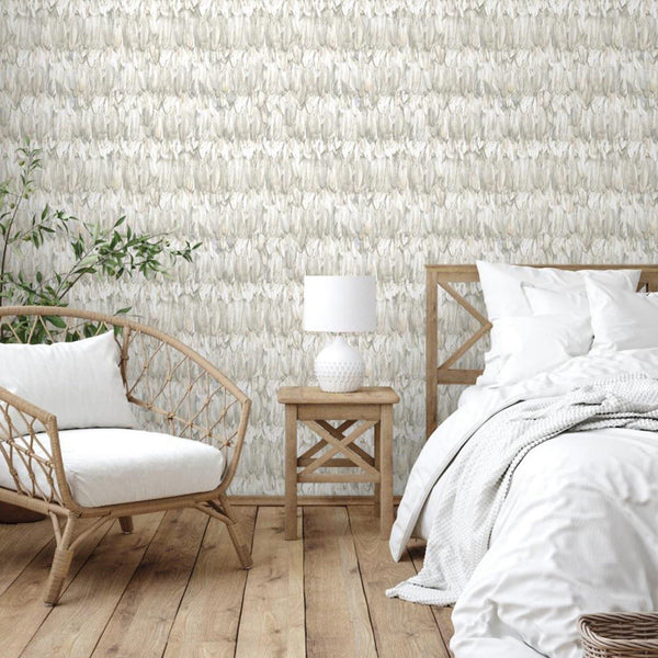 Luxury Beige Bird Birds 3D Embossed Wallpaper, Premium Non-Woven Wall Covering, 41.7"W x 614"H, Washable Removable for Living