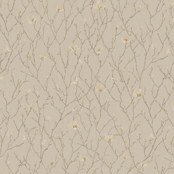 Luxury Beige Floral Chinoiserie Wallpaper, Premium Non-Woven Wall Covering, 41.7"W x 398"H, Washable Removable for Living Roo