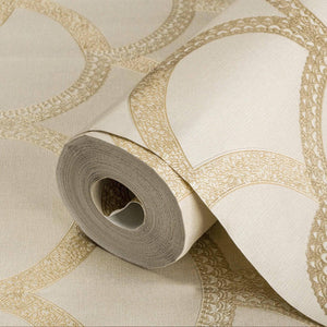 Luxury Beige Geometric Textured 3D Embossed Wallpaper, Traditional Non-Woven Wall Covering, 41.7"W x 398"H, Washable Removabl