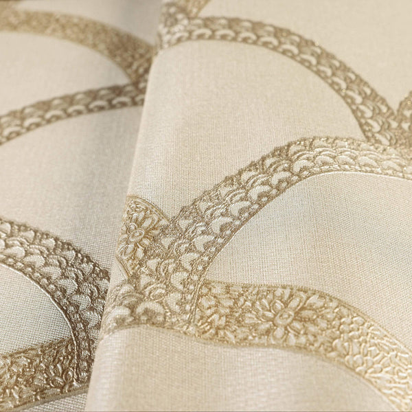 Luxury Beige Geometric Textured 3D Embossed Wallpaper, Traditional Non-Woven Wall Covering, 41.7"W x 398"H, Washable Removabl