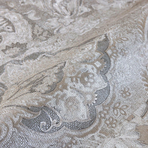 Luxury Beige Damask Textured 3D Embossed Wallpaper, Rustic Non-Woven Wall Covering, 41.7"W x 614"H, Washable Removable for Li