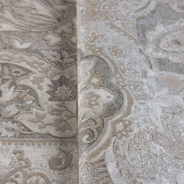 Luxury Beige Damask Textured 3D Embossed Wallpaper, Rustic Non-Woven Wall Covering, 41.7"W x 614"H, Washable Removable for Li