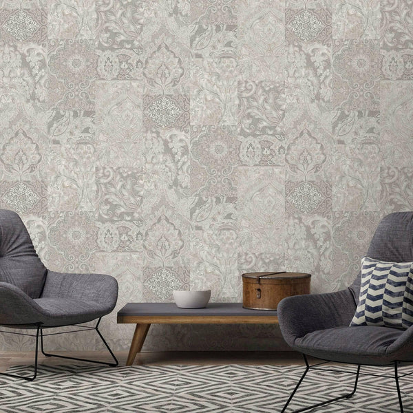 Luxury Beige Damask Textured 3D Embossed Wallpaper, Rustic Non-Woven Wall Covering, 41.7"W x 614"H, Washable Removable for Li