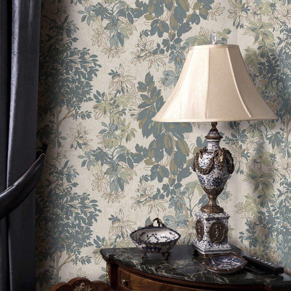 Luxury Beige Floral Leaves 3D Embossed Wallpaper, Country Non-Woven Wall Covering, 41.7"W x 614"H, Washable Removable for Liv