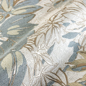 Luxury Beige Floral Leaves 3D Embossed Wallpaper, Country Non-Woven Wall Covering, 41.7"W x 614"H, Washable Removable for Liv